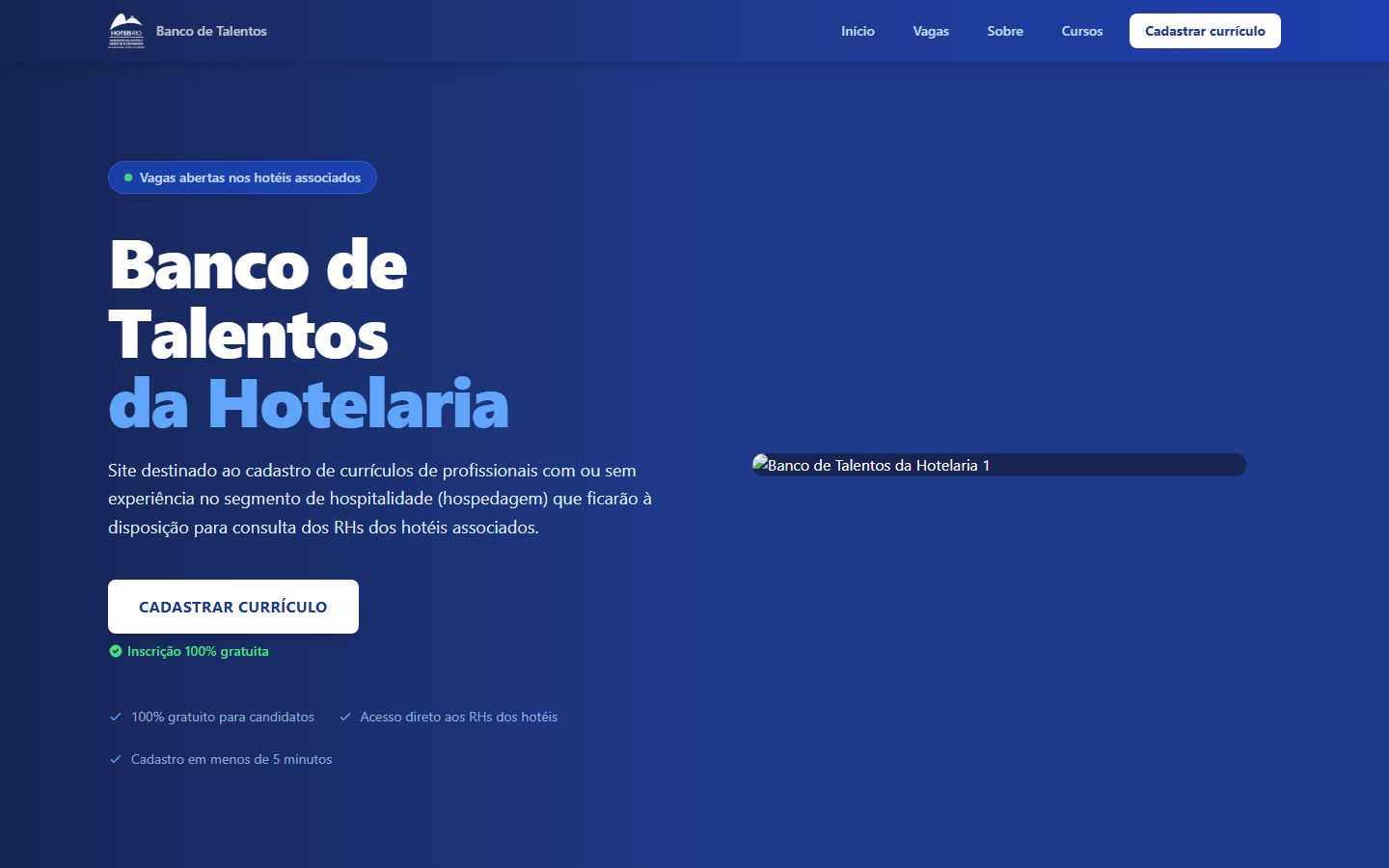Home page of the HotéisRIO job board
