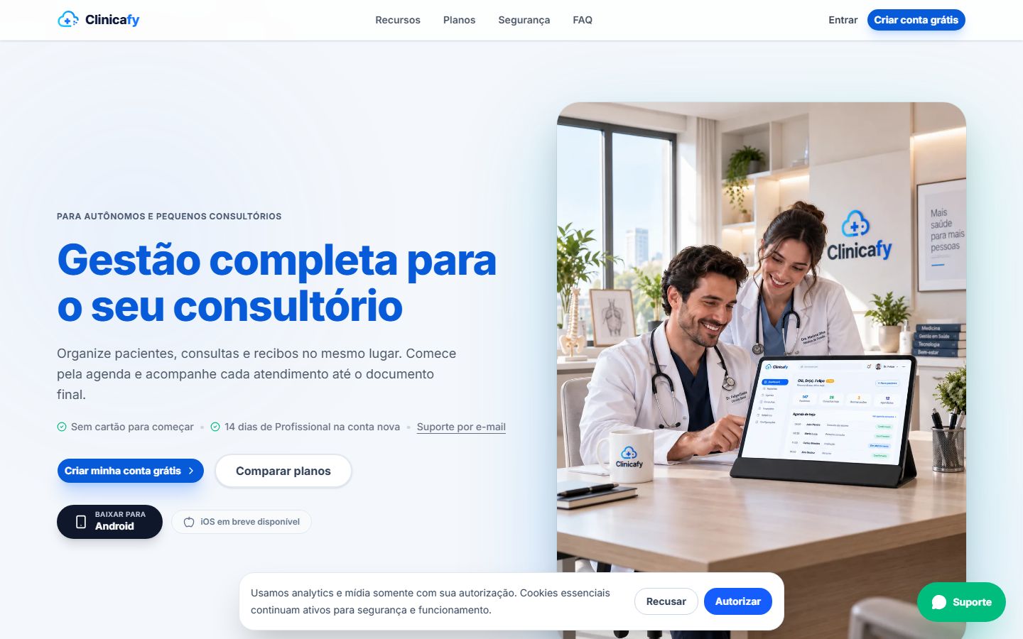 Clinicafy home page